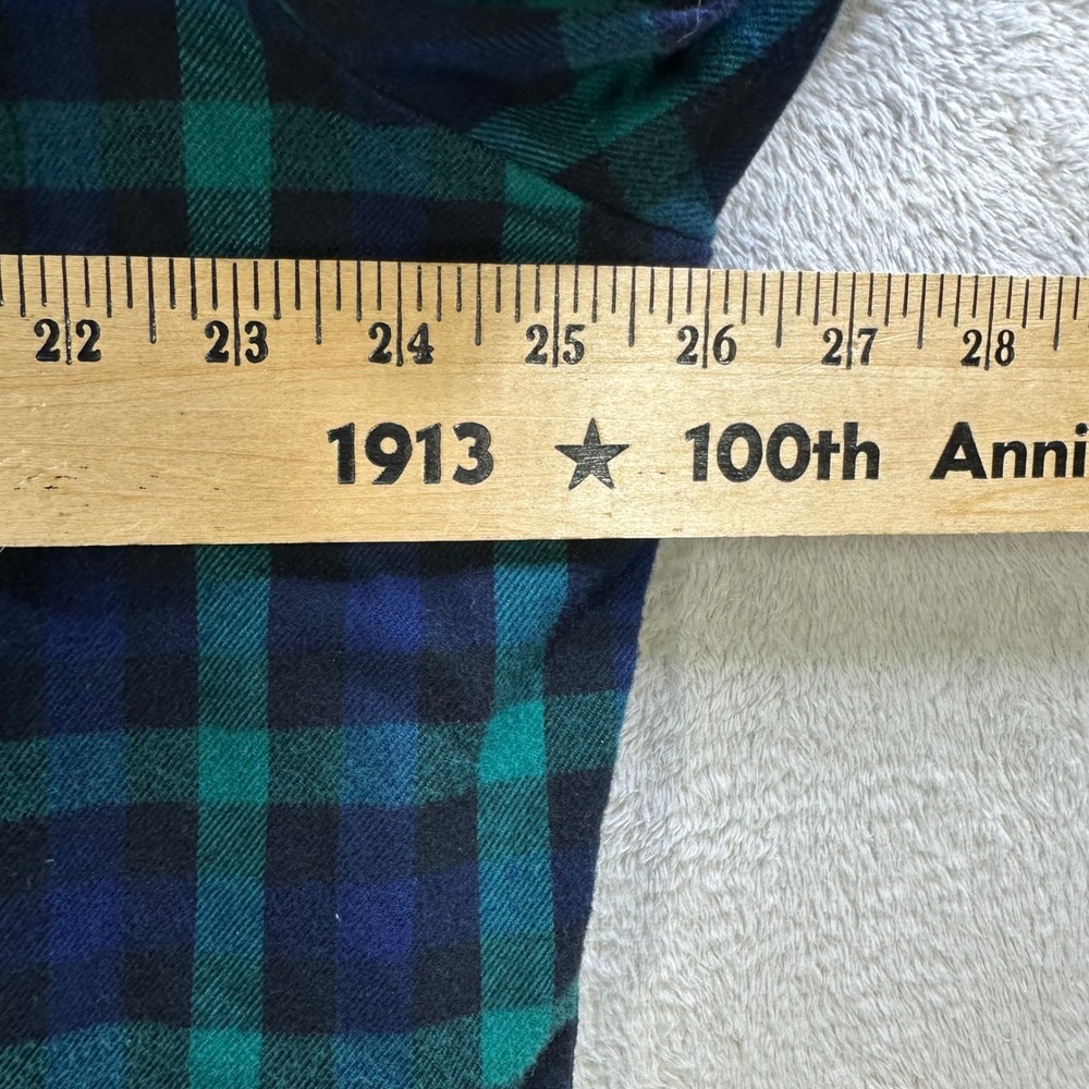 Lands End Flannel Shirt Mens XL Green Blue Plaid Traditional Fit Button Down - Picture 6 of 8